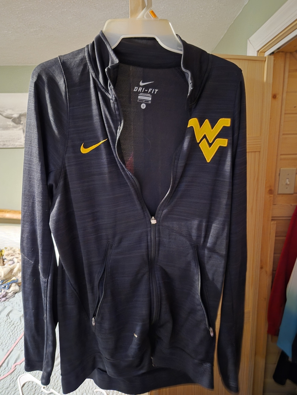 Nike Women's Navy Dri-FIT Full-Zip Jacket with Gold WV Logo